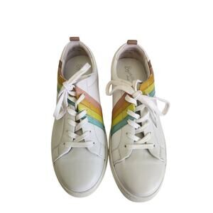 Anthropologie Seychelles Stand Out Sneakers womens sz 9.5 leather rainbow retro
